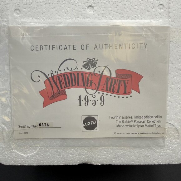 Barbie Porcelain Collection Wedding Party 1959 Limited Edition 1989 Shipper Box - Picture 6 of 10